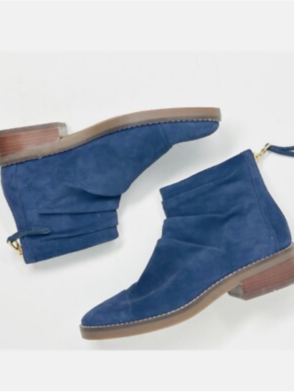 Cole Haan Grandos Navy Suede Ankle Booties with Side Zip
